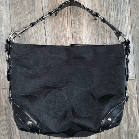 Coach Handbags - COACH Carly Black Signature Purse-Leather